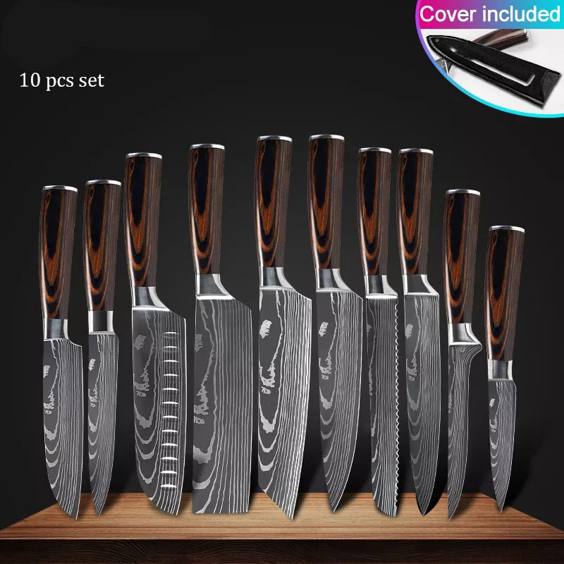 Pack of 10 kitchen knives