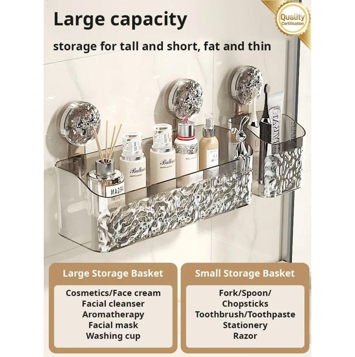 Androf Acrylic Transparent Shower Storage
