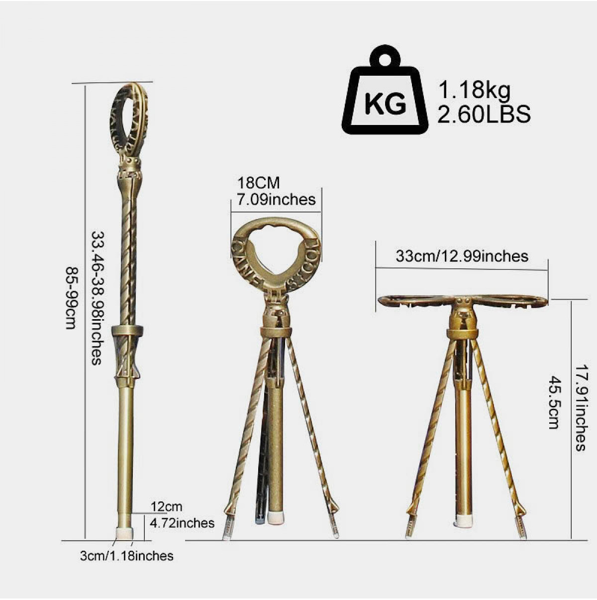 Androf Cane telescopic stool