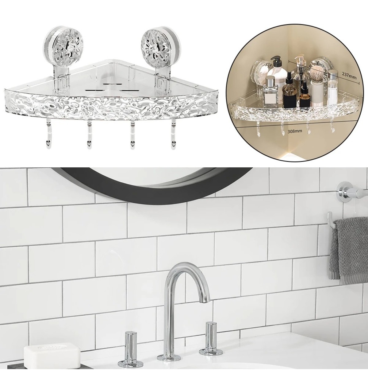 Androf Acrylic Transparent Shower Storage