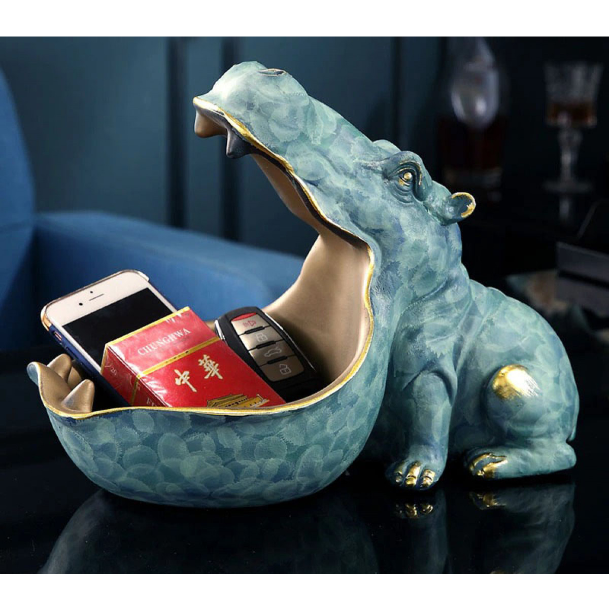 Statue d’hippopotame en résine